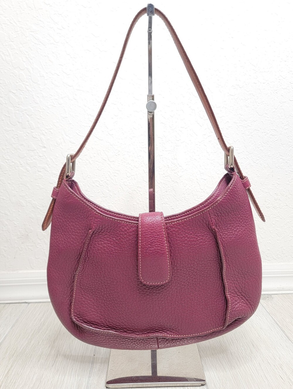 TUSK Italian Pebble Leather Shoulder Bag .